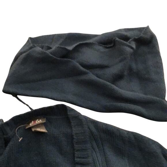 Dots Dark Teal Blue Tunic Sweater Dress Junior Size XL Removable Cowl Neck - Picture 8 of 8